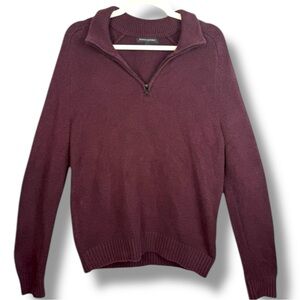 Banana Republic Cotton Blend Half Zip Sweater Burgundy Men's Maroon Small
